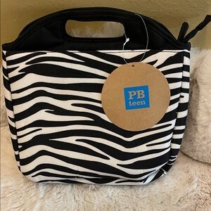 NWOT! Pottery Barn Teen Black and White Zebra Insulated Tote